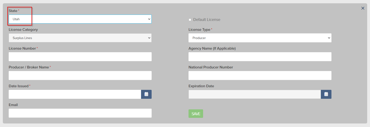 Adding Utah Licenses to your User Account